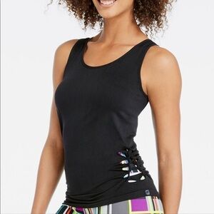 𝅺NEW Fabletics “New Wave” Black Athletic Tank Top Side Cutout Seamless Size M
